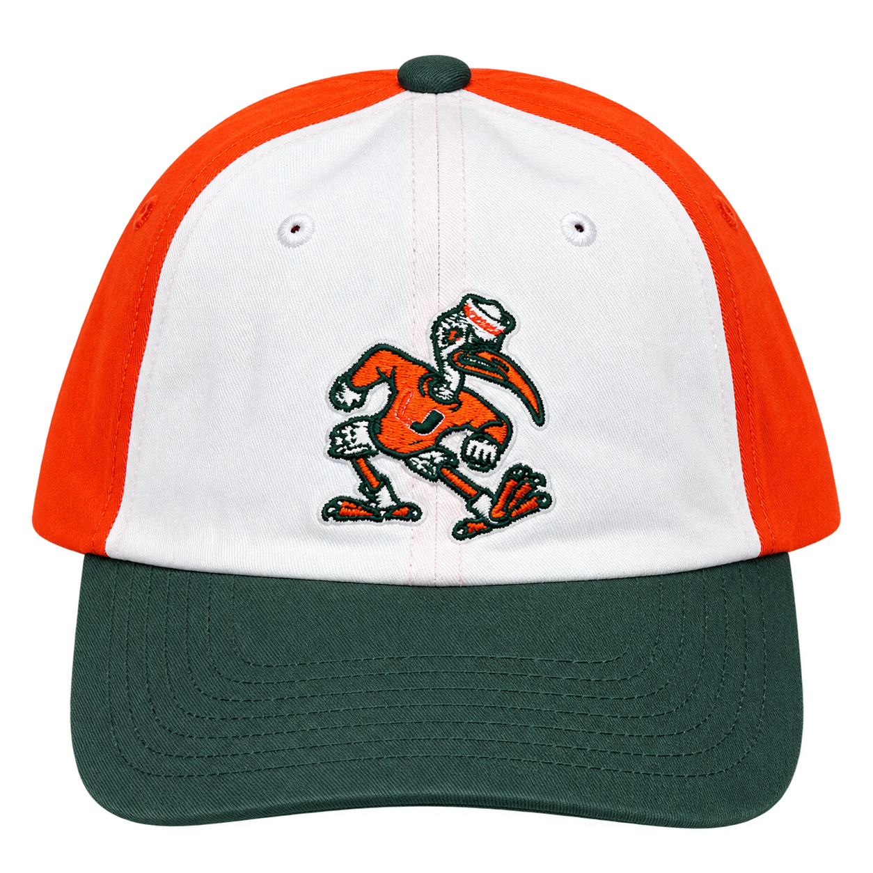 Miami Hurricanes Ibis Mascot Colorblock Baseball Cap view 5