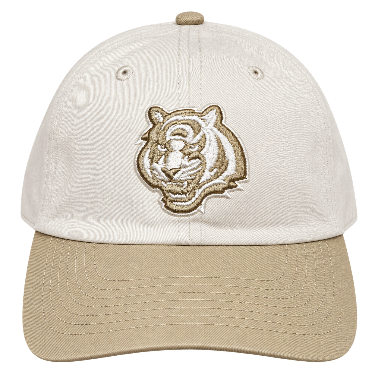 NFL Cincinnati Bengals Cream White & Khaki Beige Tiger Logo Embroidered Baseball Cap – Premium Two-Tone Streetwear view 5
