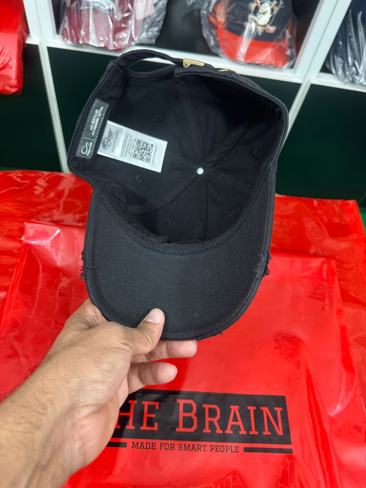 Classic Distressed Curved Brim Cap (Black) view 4