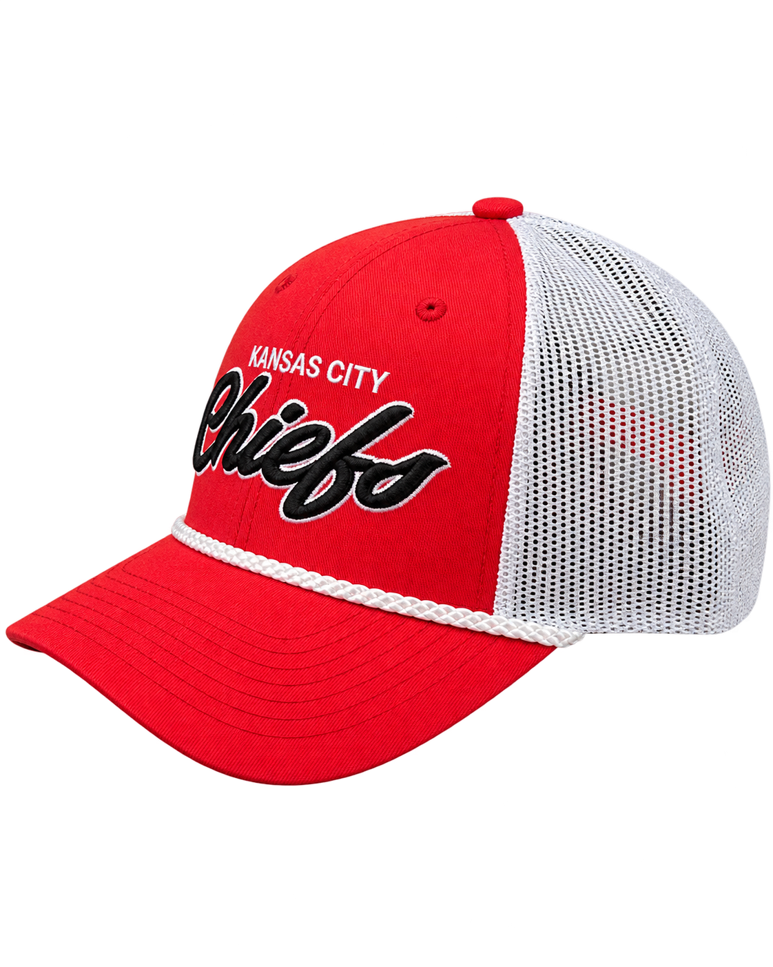 NFL Kansas City Chiefs Mesh Trucker Cap – Premium Embroidered Rope Baseball Hat view 3
