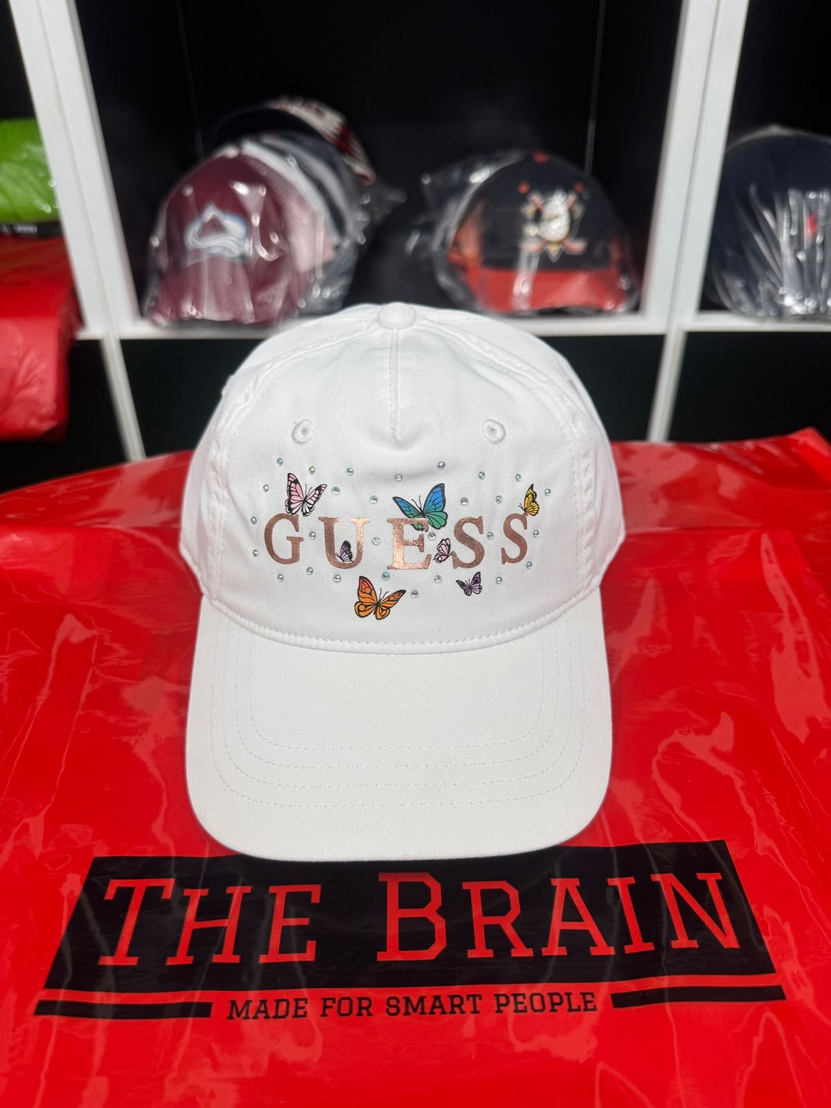 GUESS Butterfly Print Cap (White) view 2