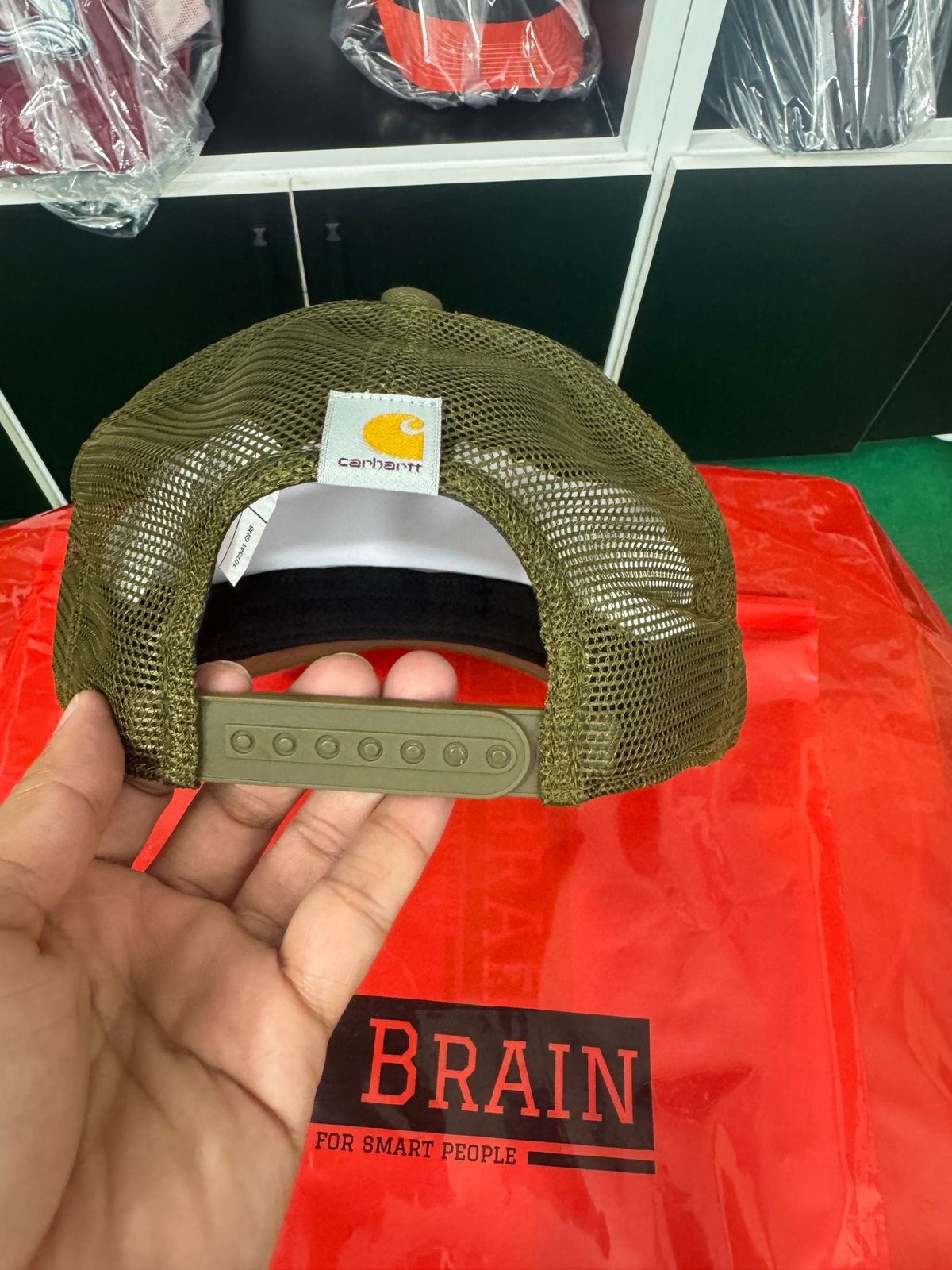 Carhartt Olive Mesh Back Trucker Cap view 6