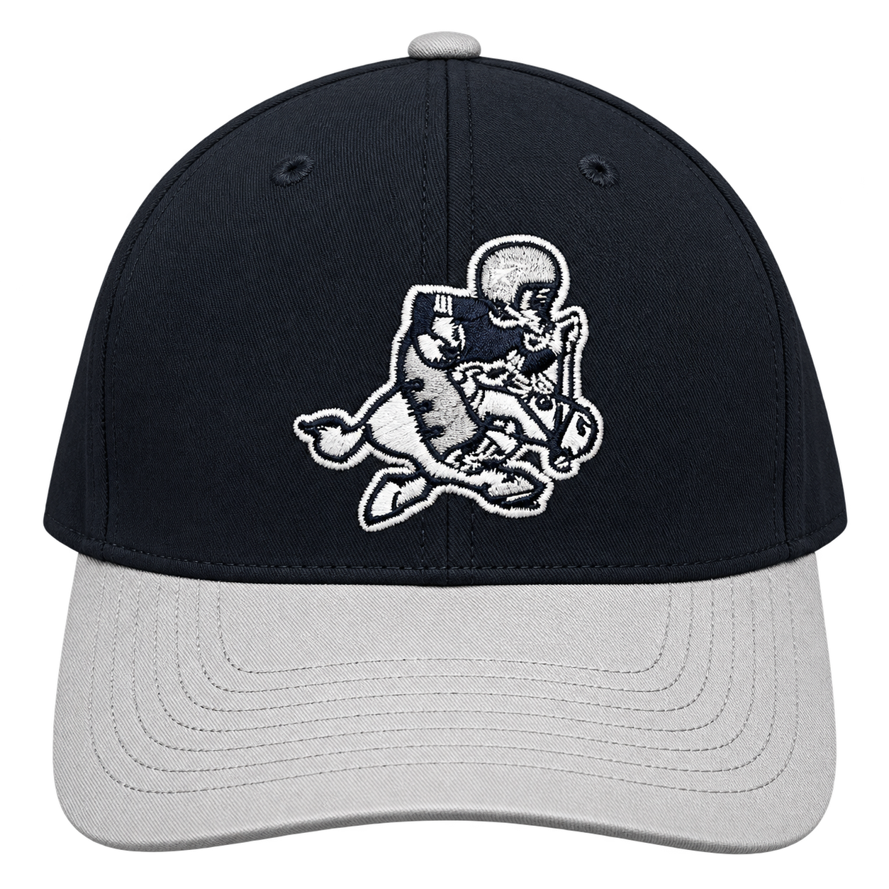 NFL Dallas Cowboys Navy Blue & Light Grey Retro Cowboy Embroidered Baseball Cap – Vintage Two-Tone Streetwear view 9