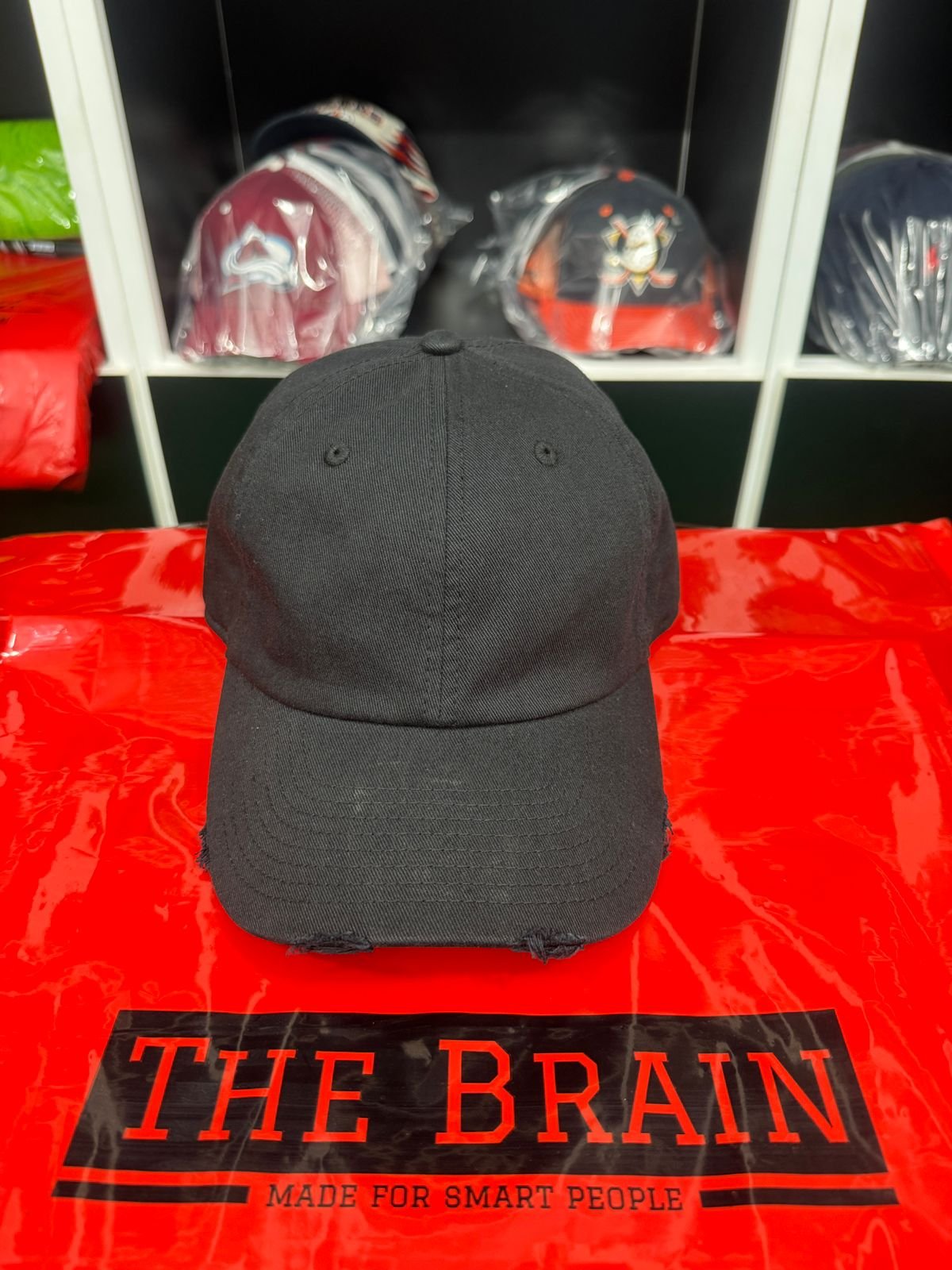 Classic Distressed Curved Brim Cap (Black) view 2