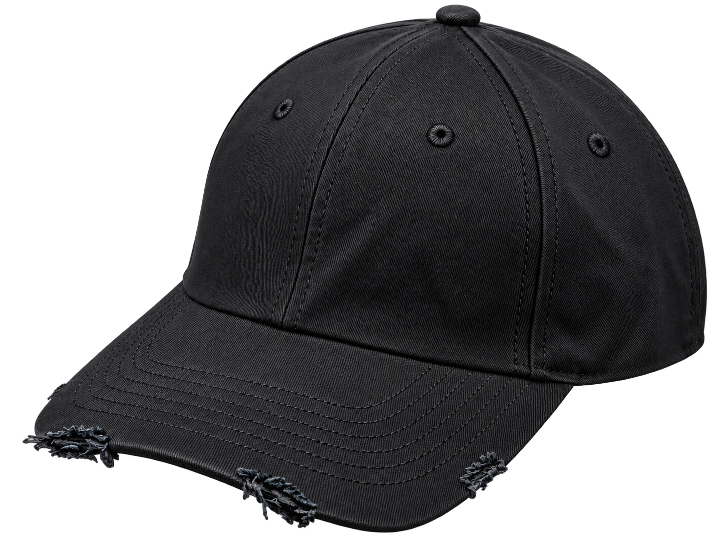 Classic Distressed Curved Brim Cap (Black)