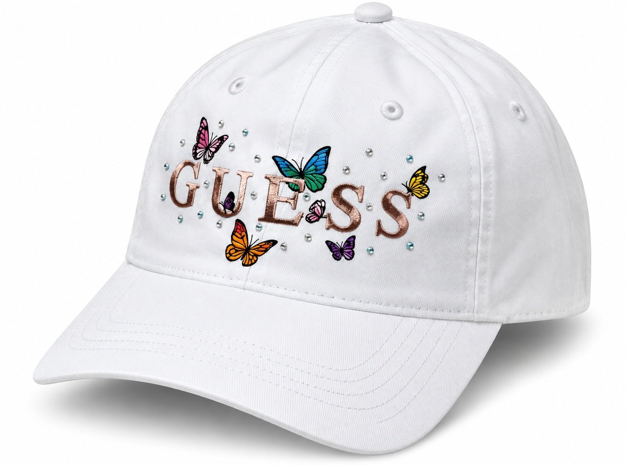 GUESS Butterfly Print Cap (White)