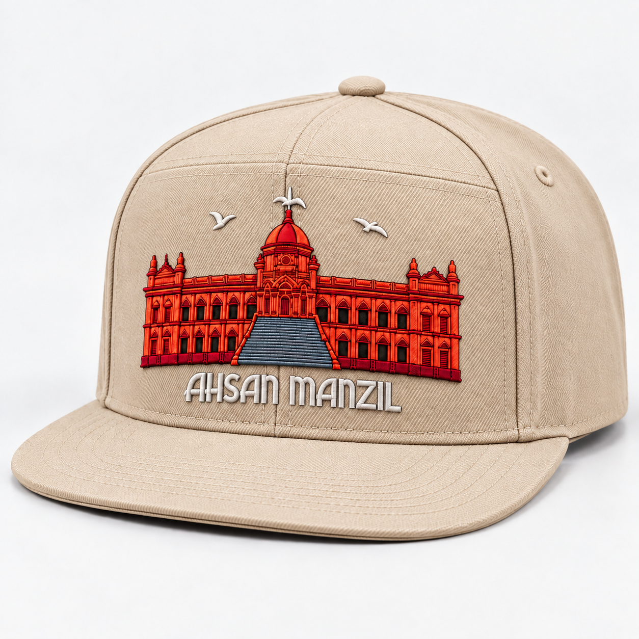 Ahsan Manzil Heritage Embroidered Snapback Cap – Beige