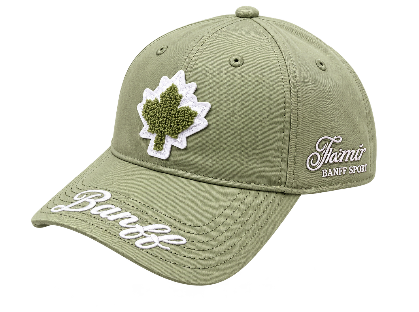 Banff Maple Leaf Embroidered Cap (Olive)