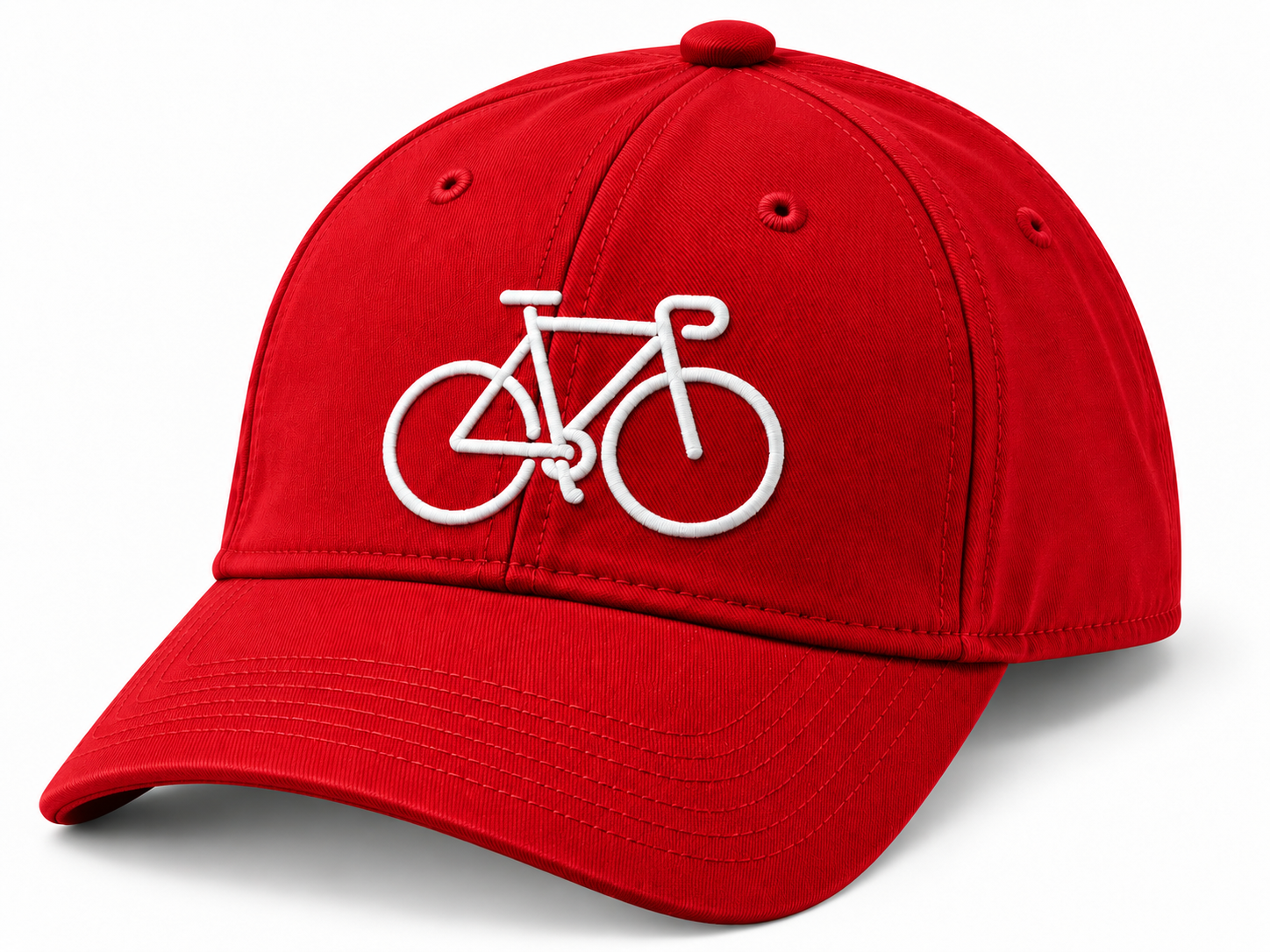 Bicycle Embroidered Casual Cap – Red